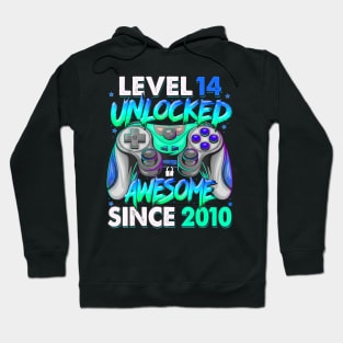 Level 14 Unlocked Awesome Since 2010 14Th Birthday Gaming Hoodie